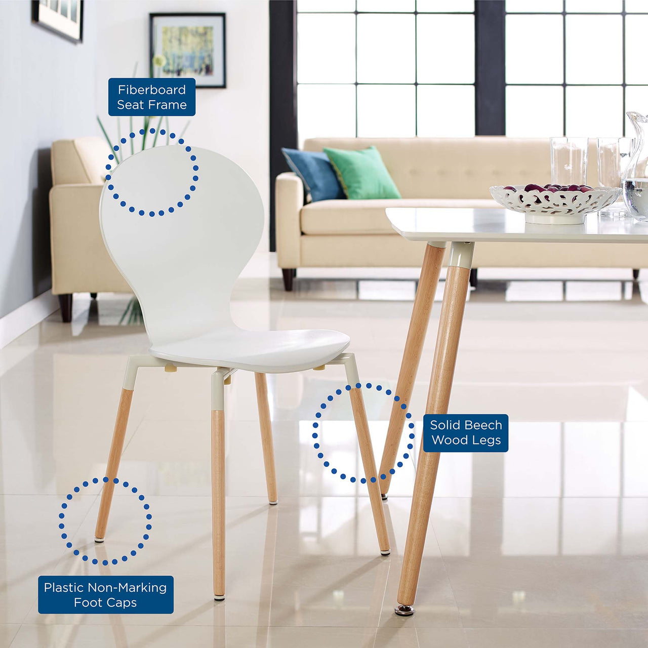 Path Dining Chair Set of 4, White