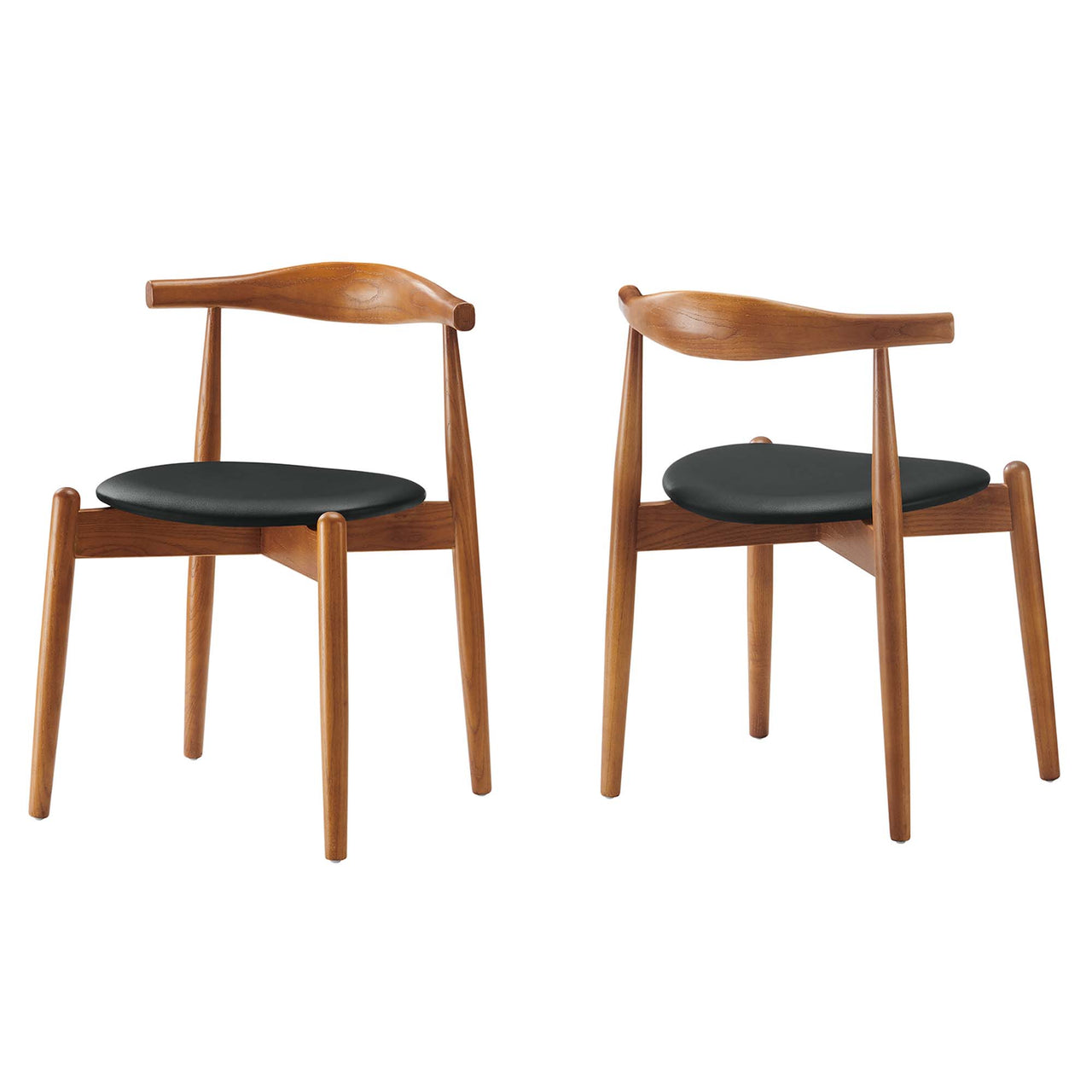 Stalwart Dining Side Chairs Set of 2, Dark Walnut & Black