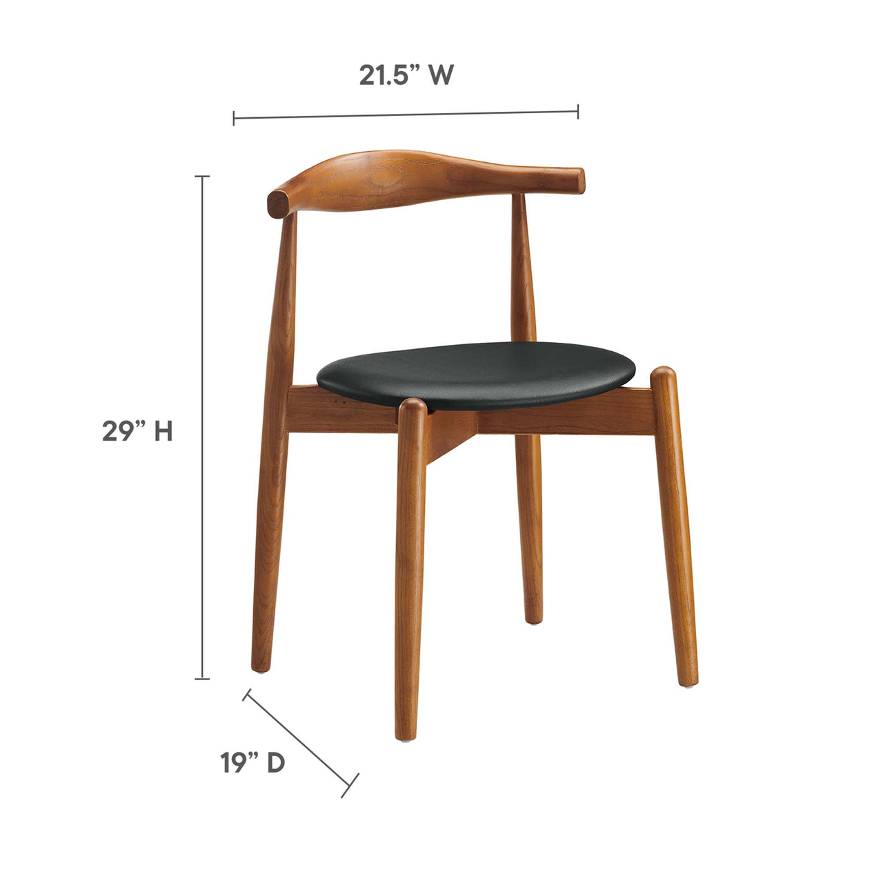 Stalwart Dining Side Chairs Set of 2, Dark Walnut & Black