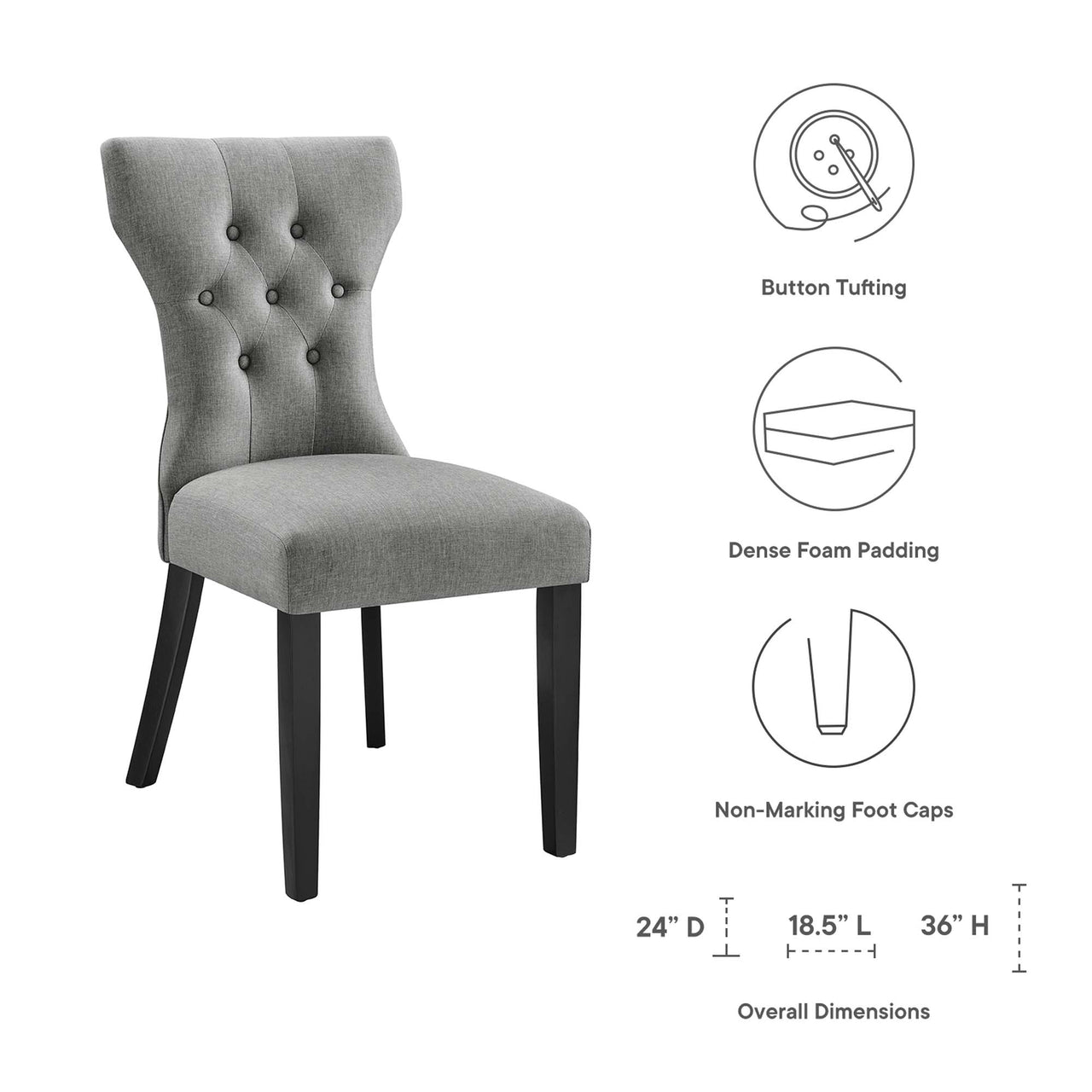 Silhouette Dining Side Chair, Light Gray