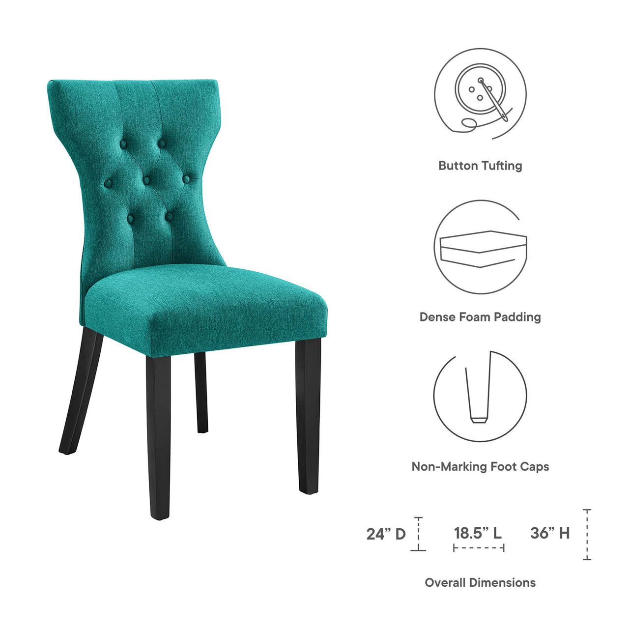 Hourglass Dining Chair, Teal