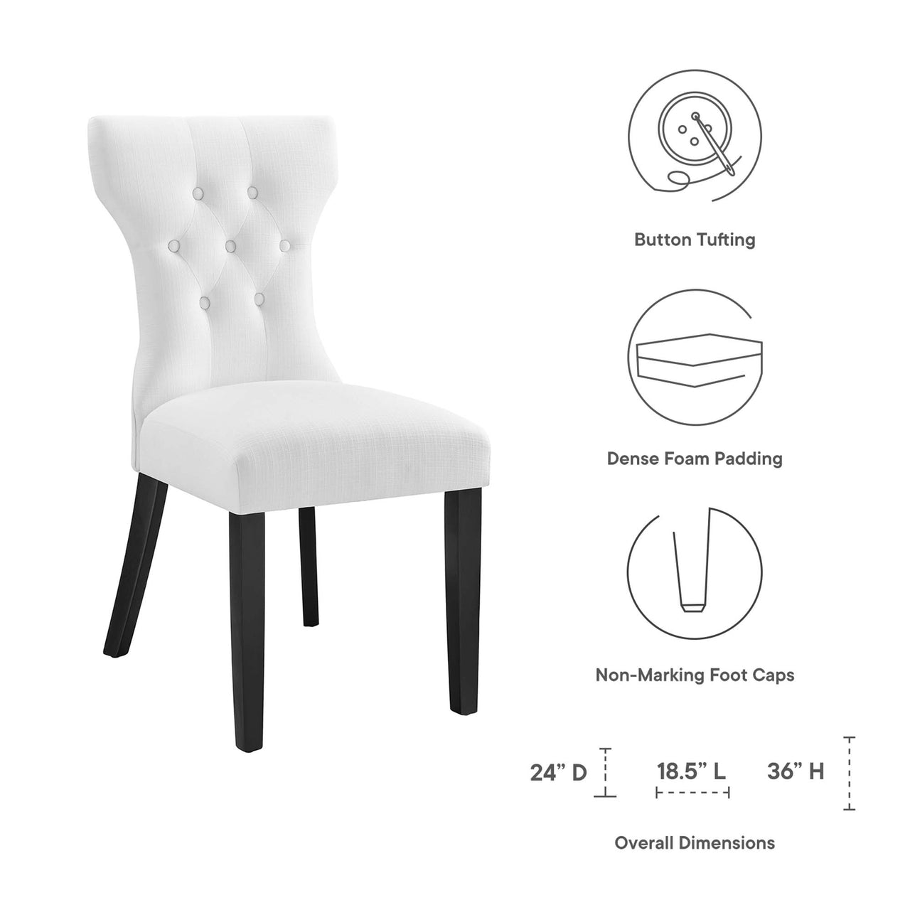 Hourglass Dining Chair, White