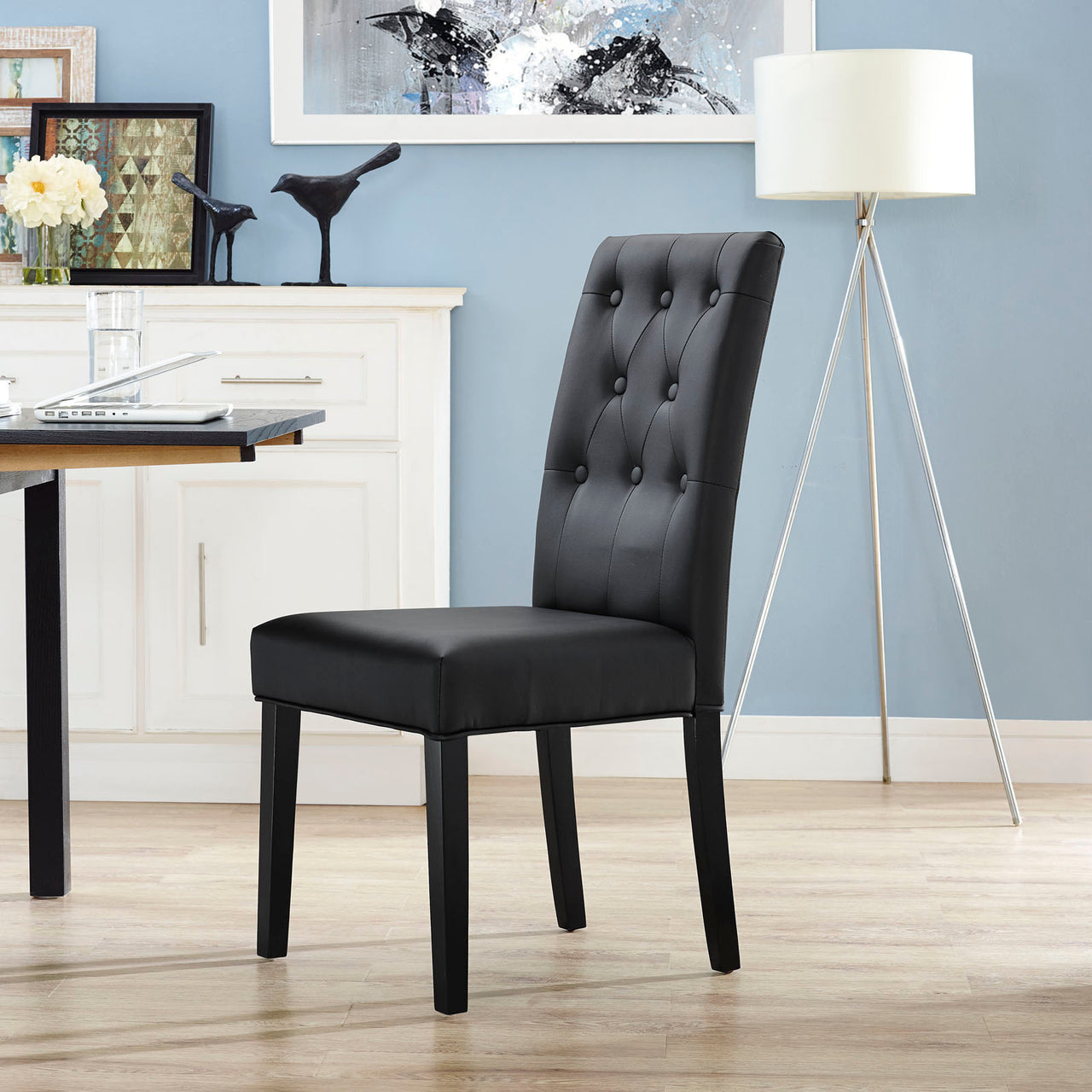 Confer Dining Vinyl Side Chair, Black