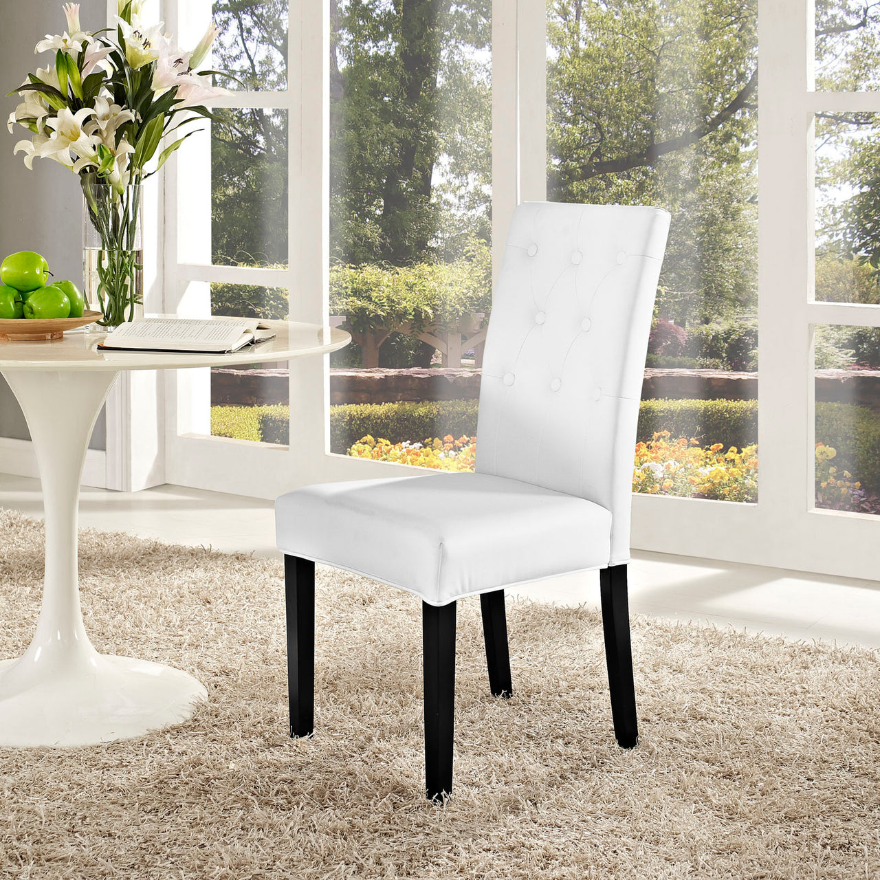 Confer Dining Vinyl Side Chair, White