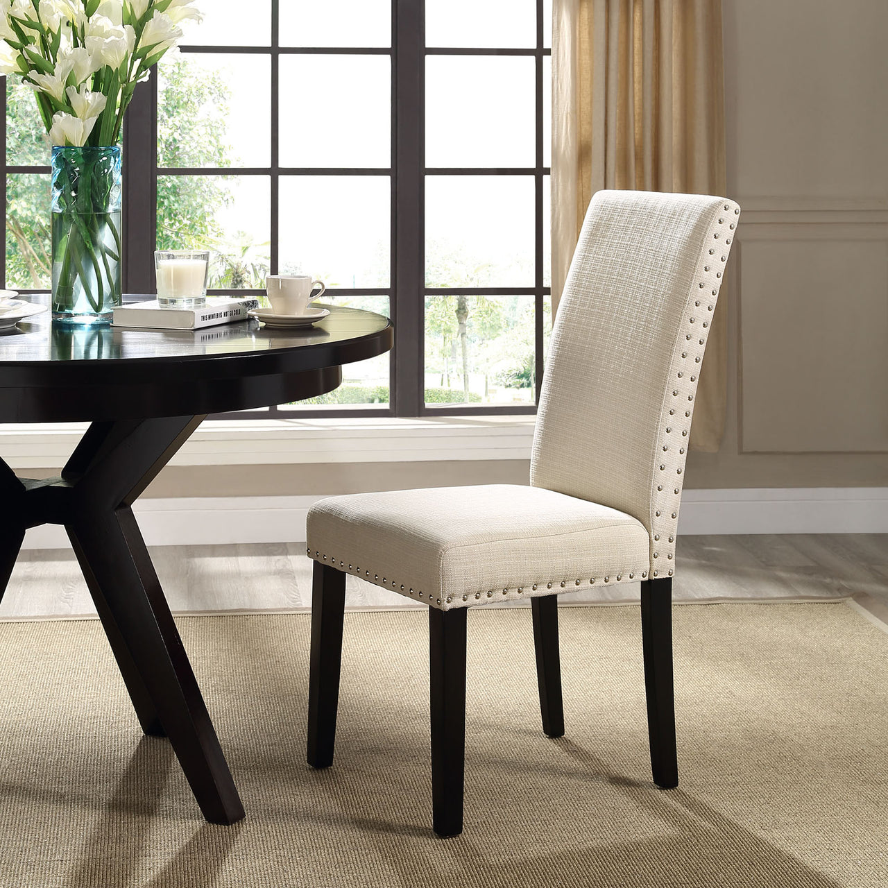 Parcel Dining Upholstered Fabric Side Chair, Beige