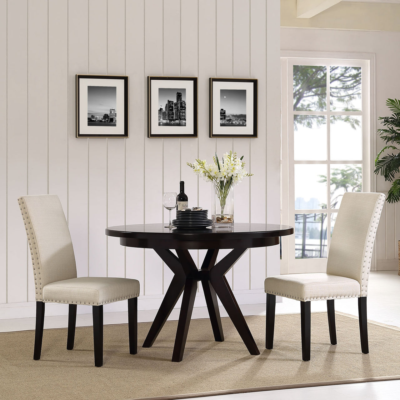 Parcel Dining Upholstered Fabric Side Chair, Beige