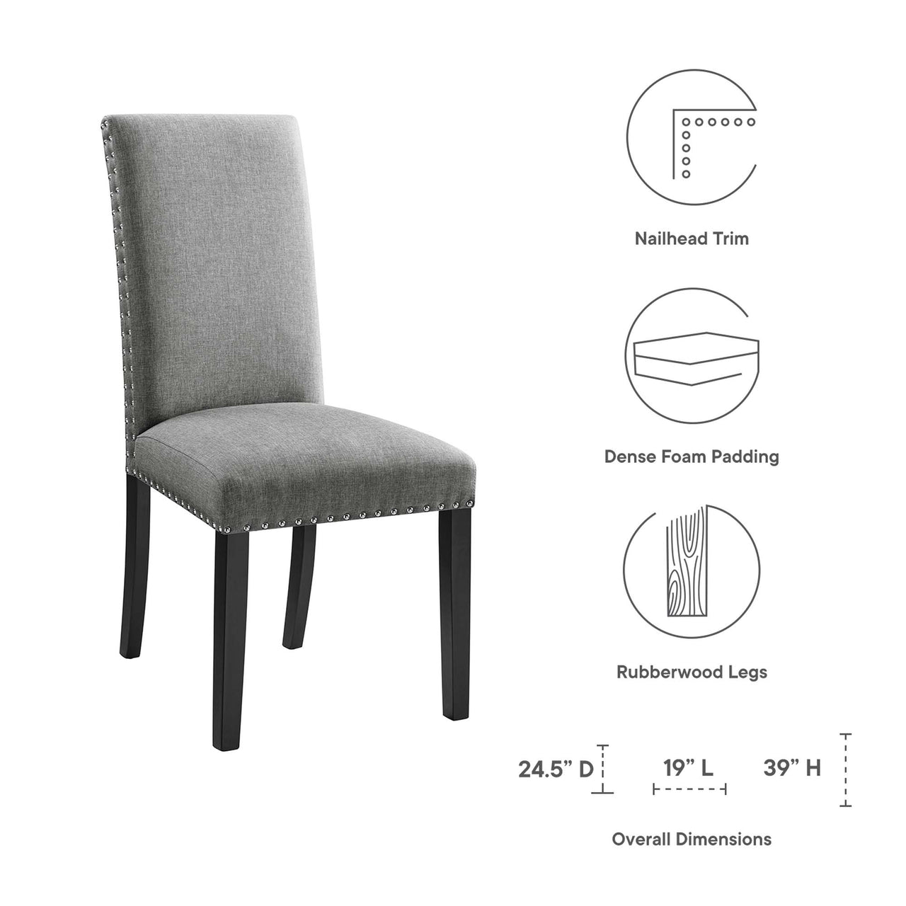 Minimalista Fabric Dining | Side Chair, Light Gray
