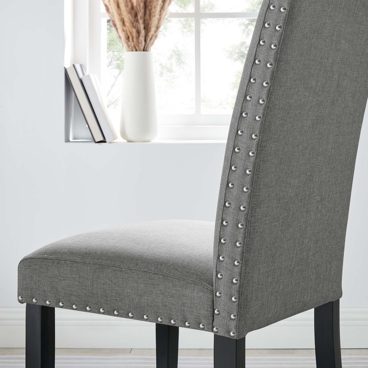 Minimalista Fabric Dining | Side Chair, Light Gray