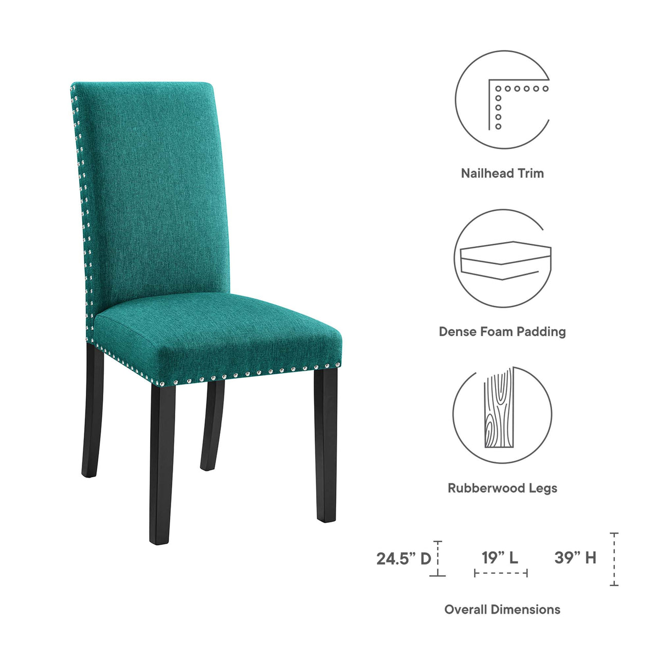 Minimalista Fabric Dining | Side Chair, Teal