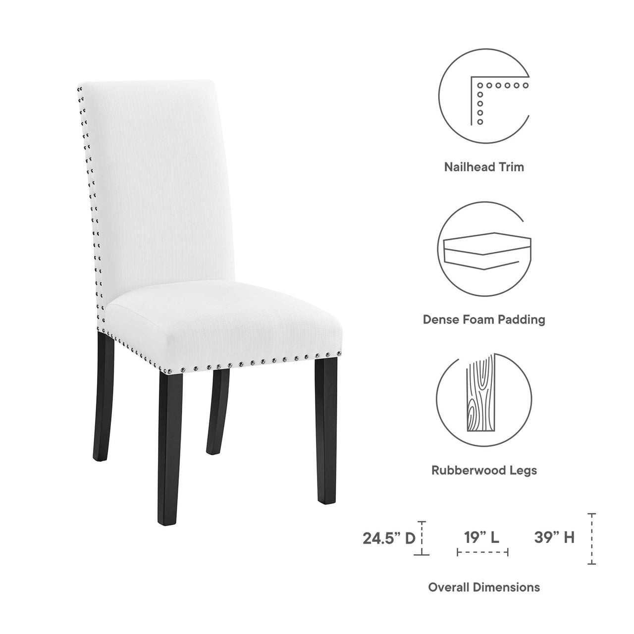Minimalista Fabric Dining | Side Chair, White