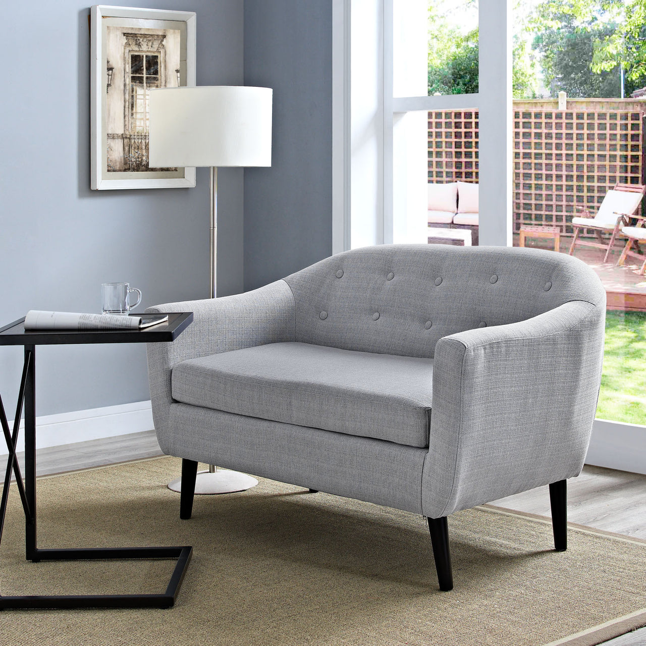 Svelte Fabric Loveseat, Light Gray