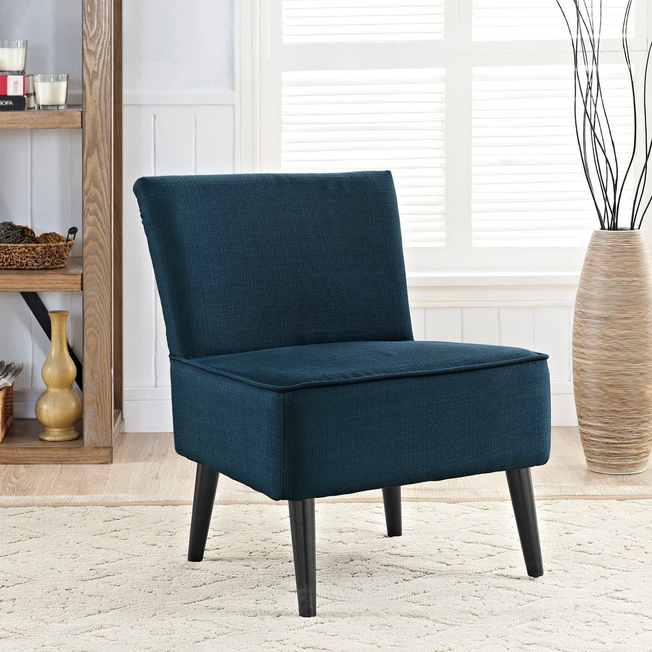 Reef Upholstered Fabric Side Chair, Azure
