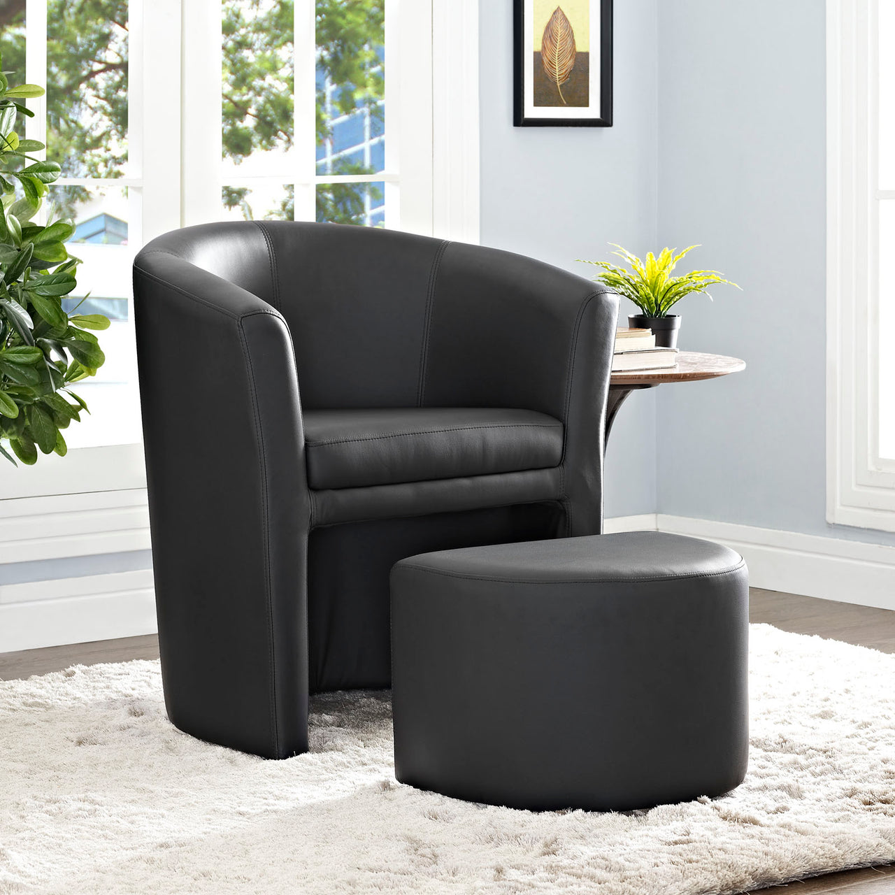 Divulge Armchair and Ottoman, Black