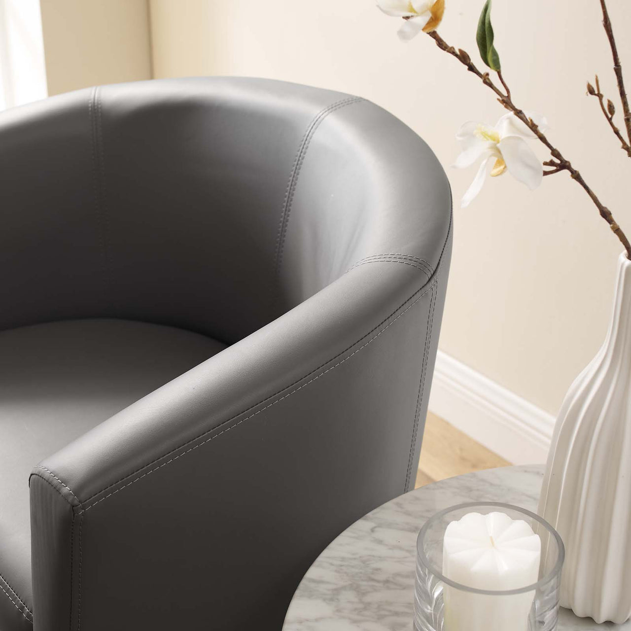 Divulge Armchair and Ottoman, Gray