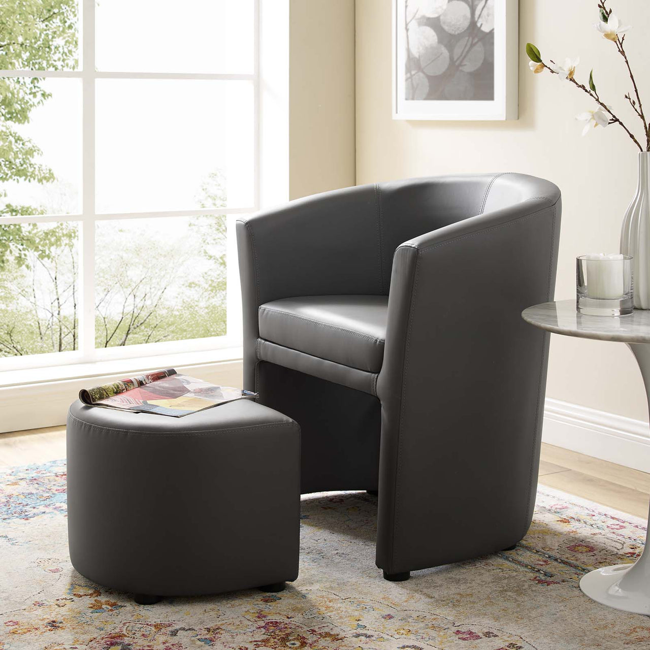 Divulge Armchair and Ottoman, Gray