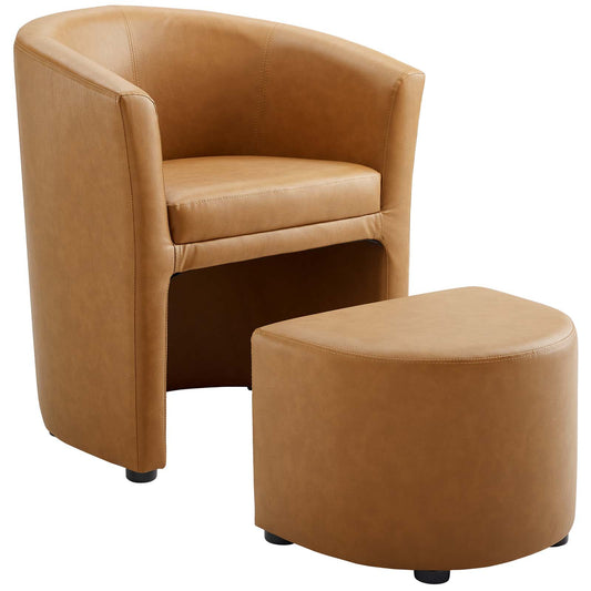Revelation Armchair and Ottoman, Tan