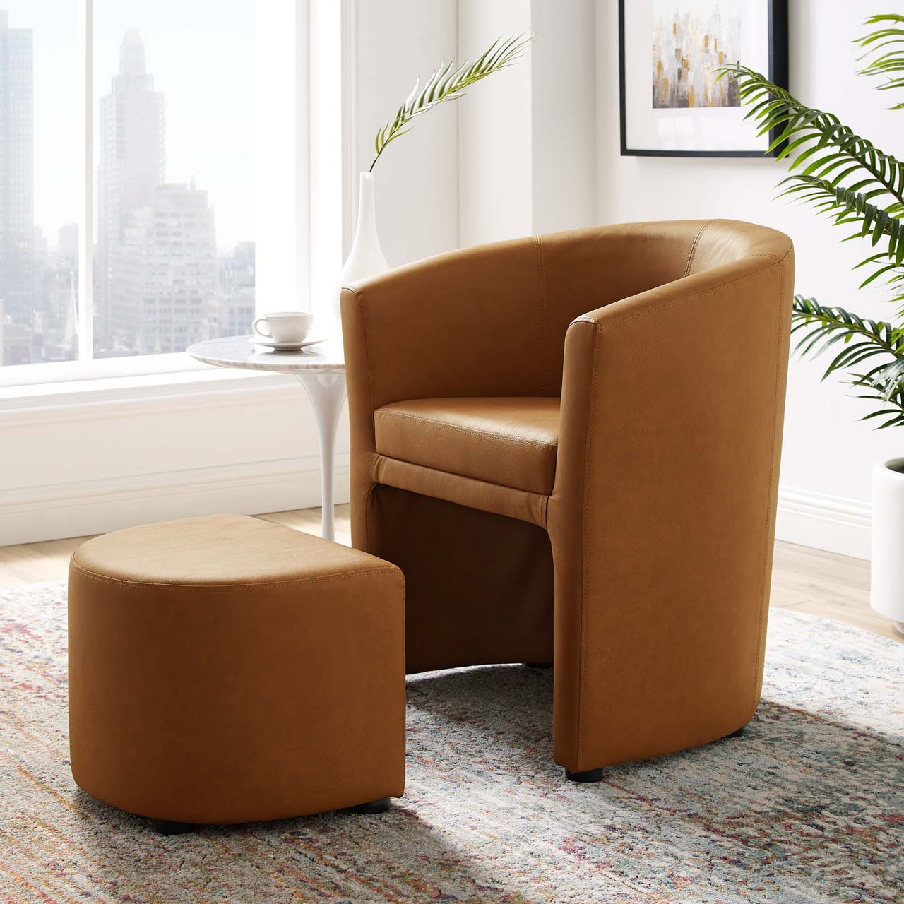 Revelation Armchair and Ottoman, Tan