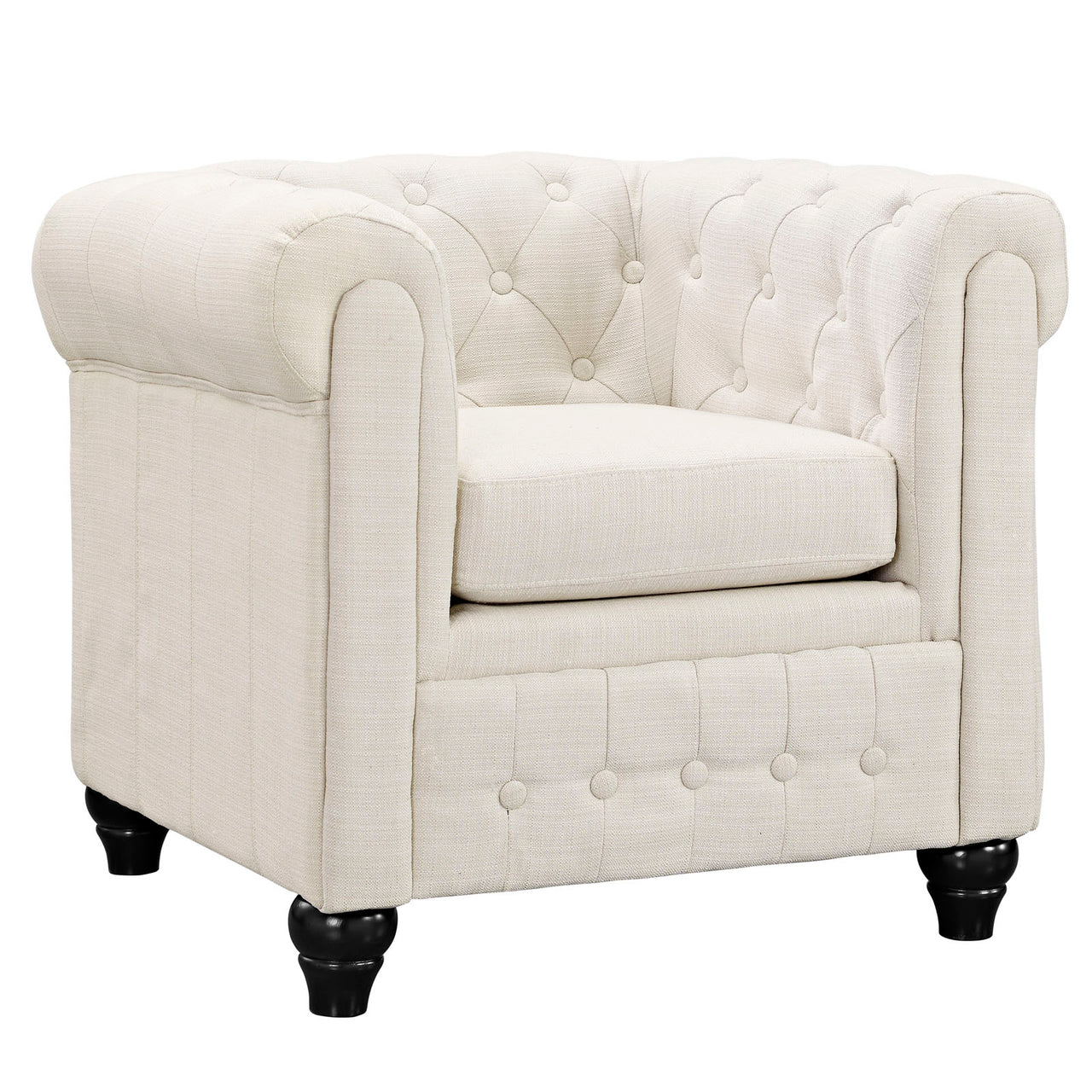Chesterfield Fabric Armchair, Beige