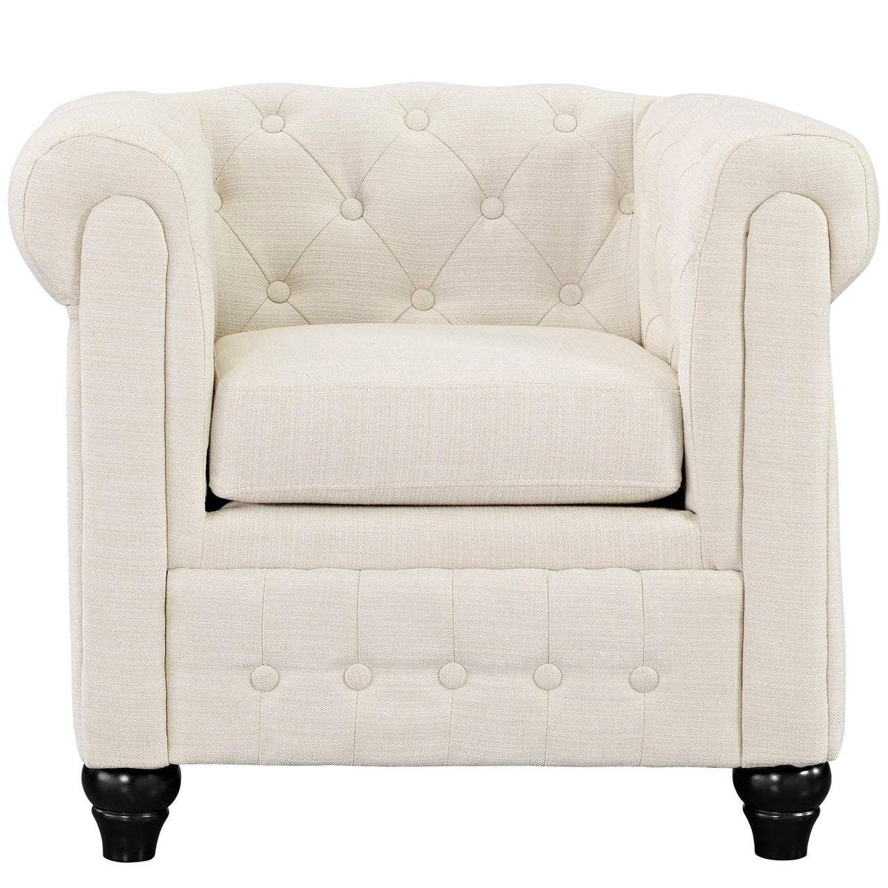 Chesterfield Fabric Armchair, Beige