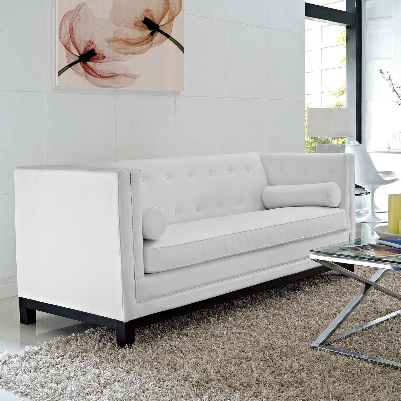 Regality Bonded Leather Sofa, White