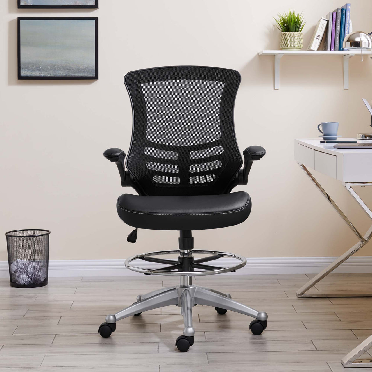 Attainment Vinyl Drafting Chair, Black