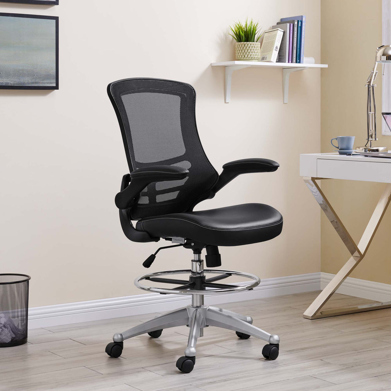 Attainment Vinyl Drafting Chair, Black