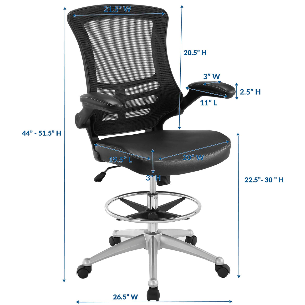 Attainment Vinyl Drafting Chair, Black
