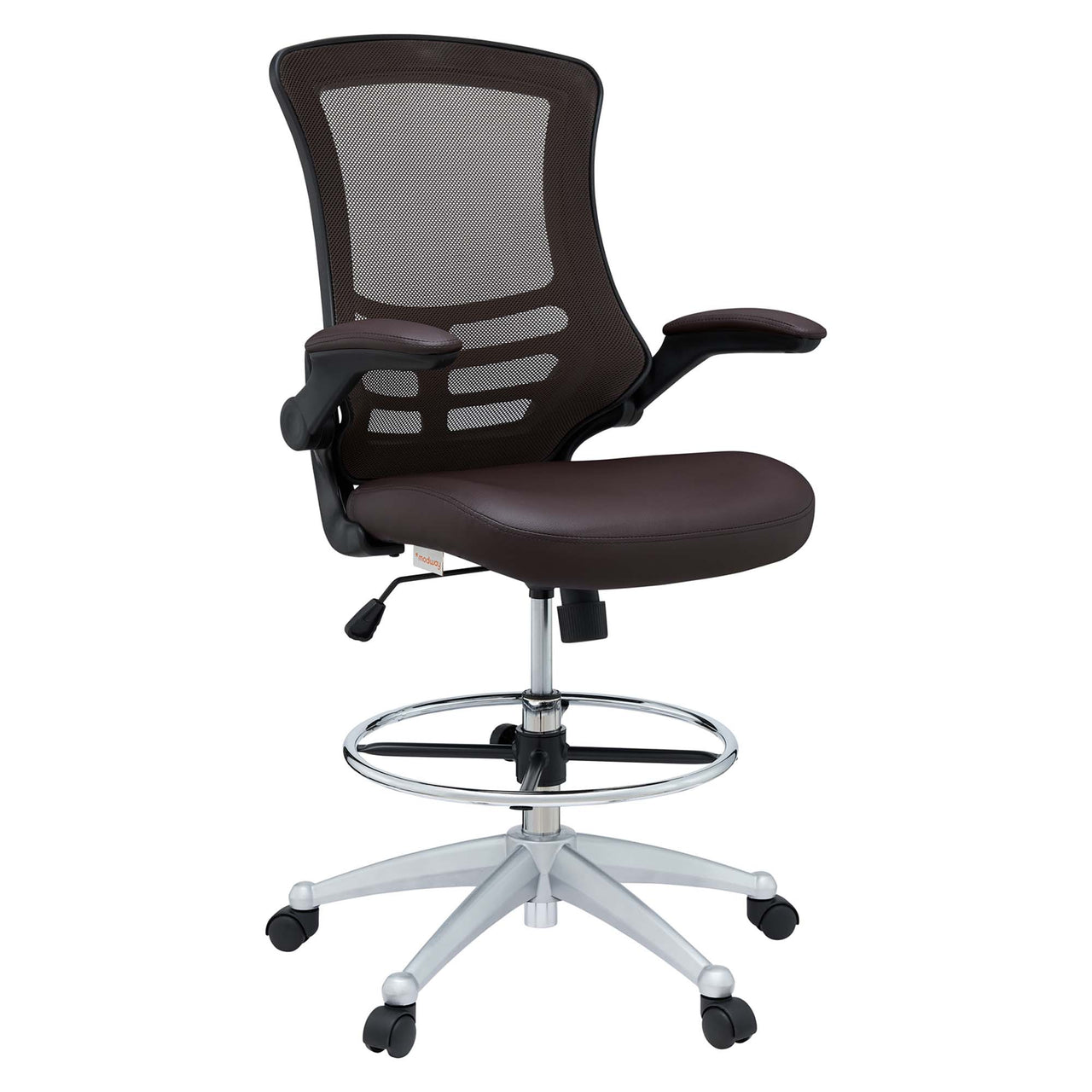Ascend Eco-Leather Drafting Chair, Brown