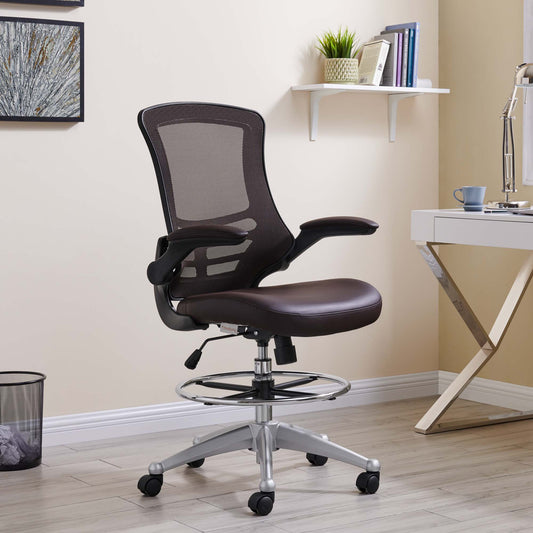 Ascend Eco-Leather Drafting Chair, Brown