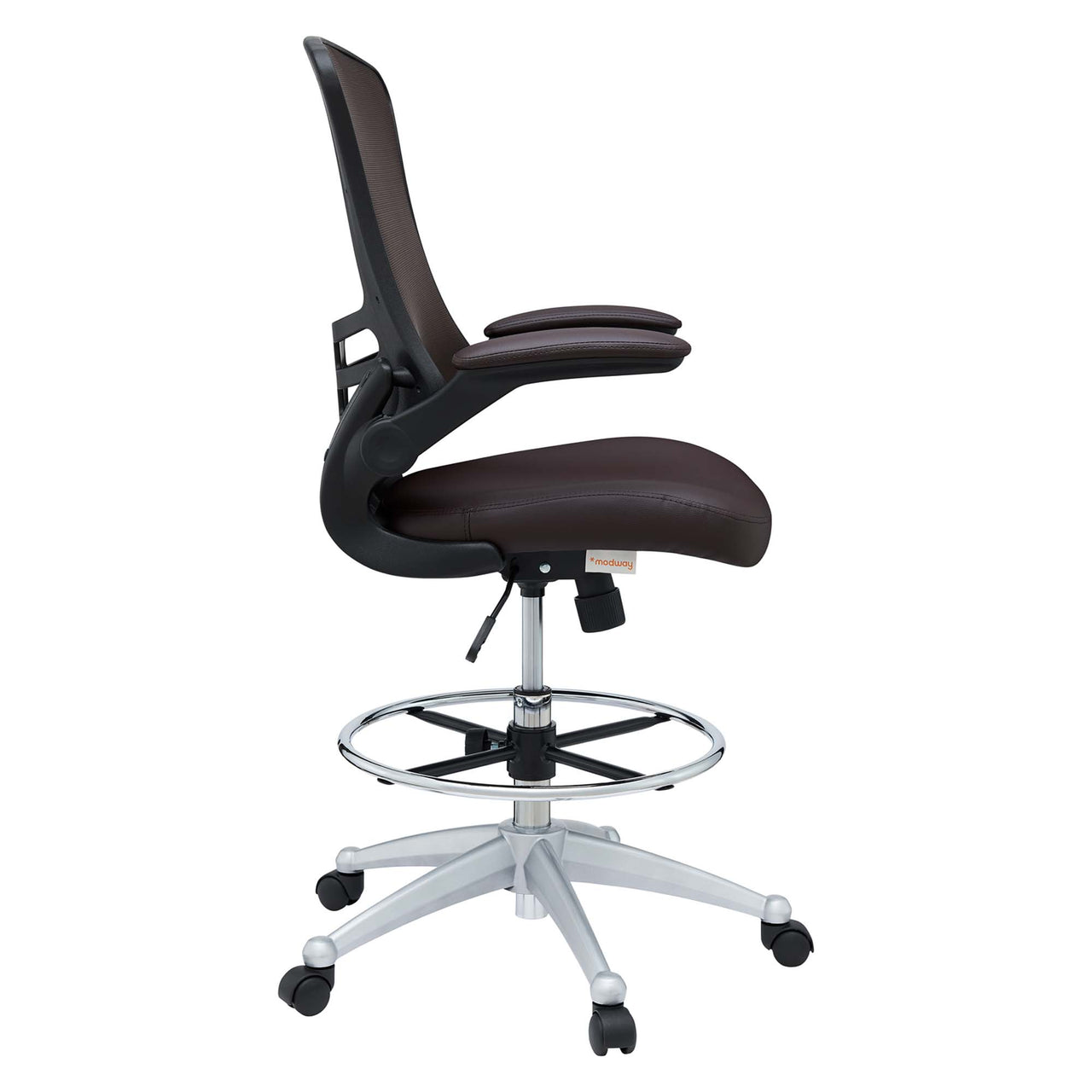 Ascend Eco-Leather Drafting Chair, Brown