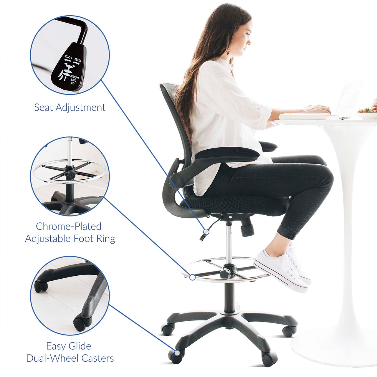 ErgoFlex Drafting Chair, Black