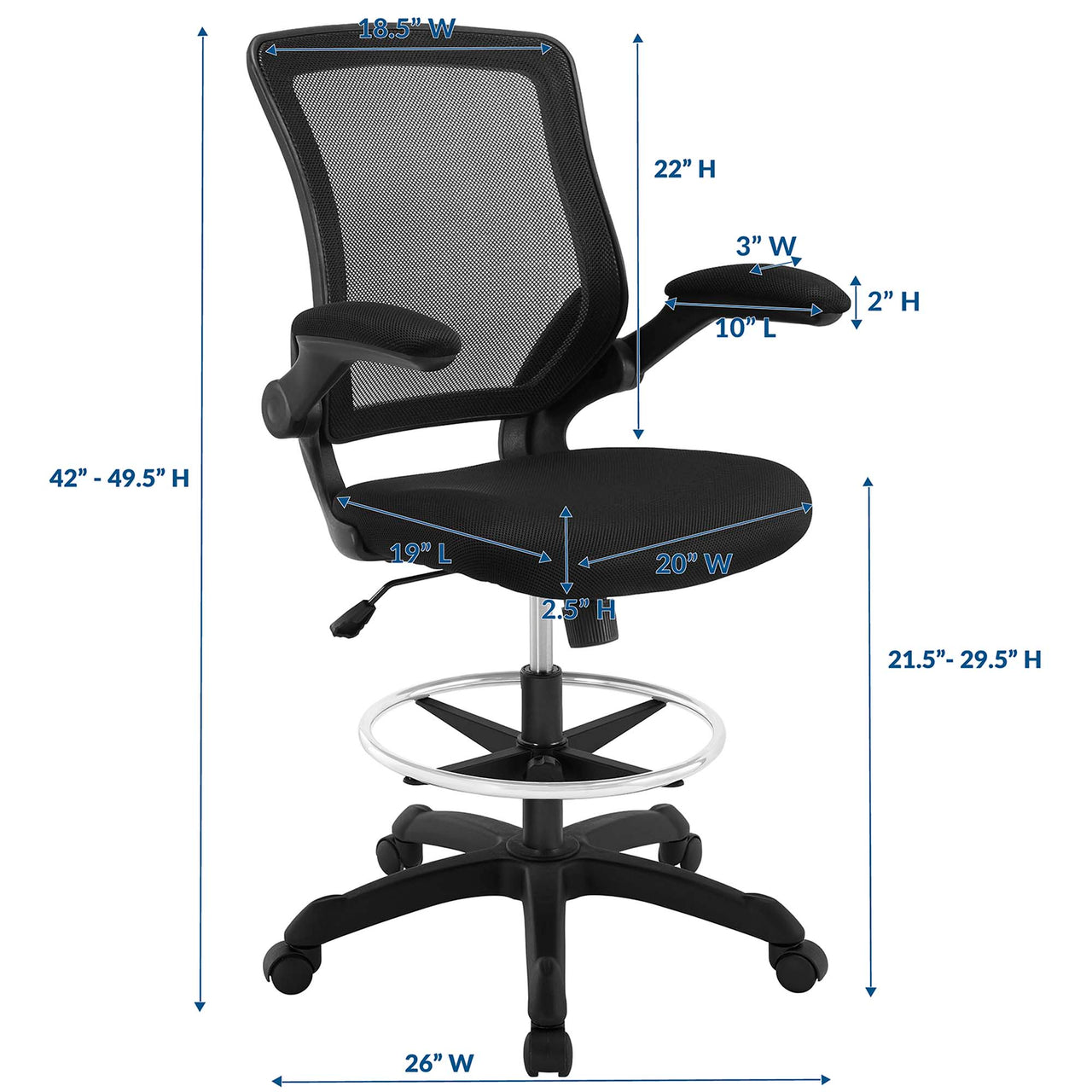 ErgoFlex Drafting Chair, Black