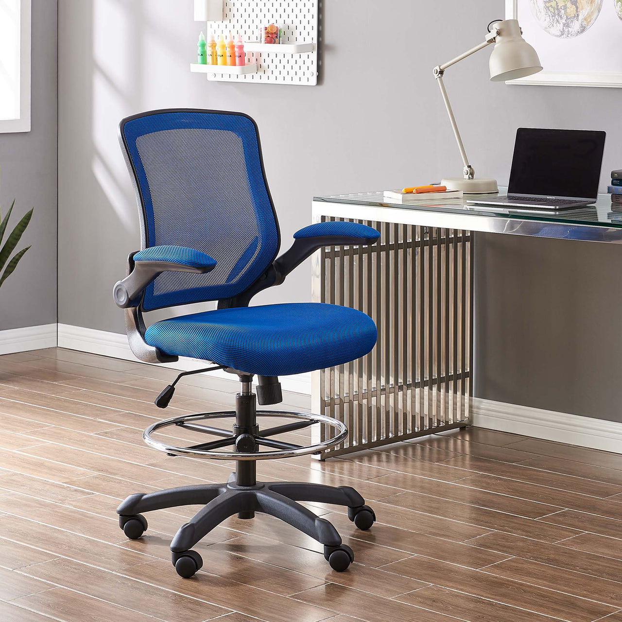 Veer Drafting Chair, Blue