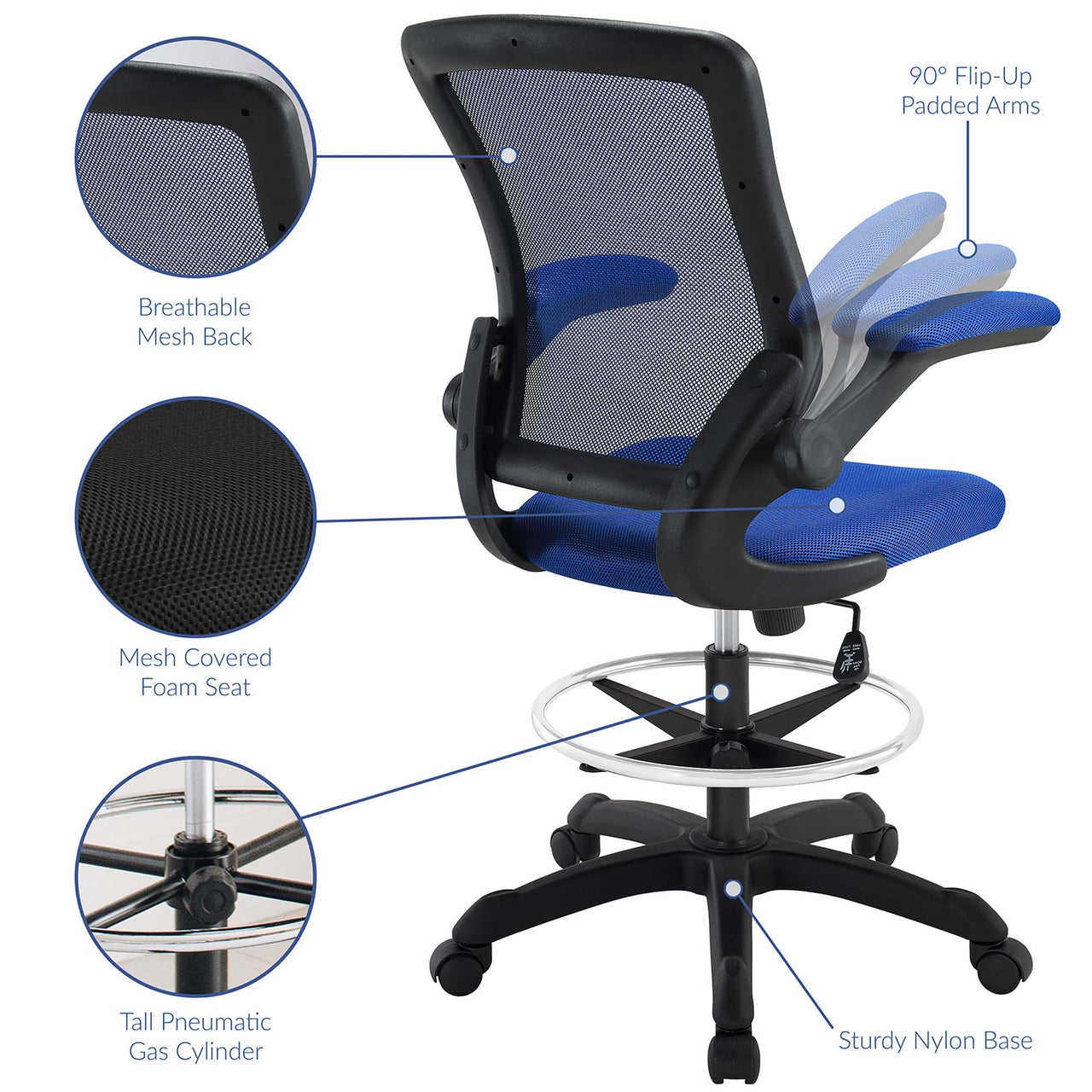 Veer Drafting Chair, Blue