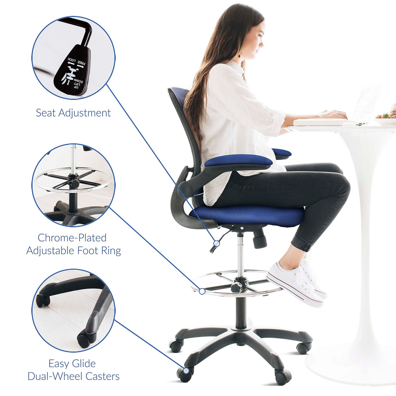 Veer Drafting Chair, Blue