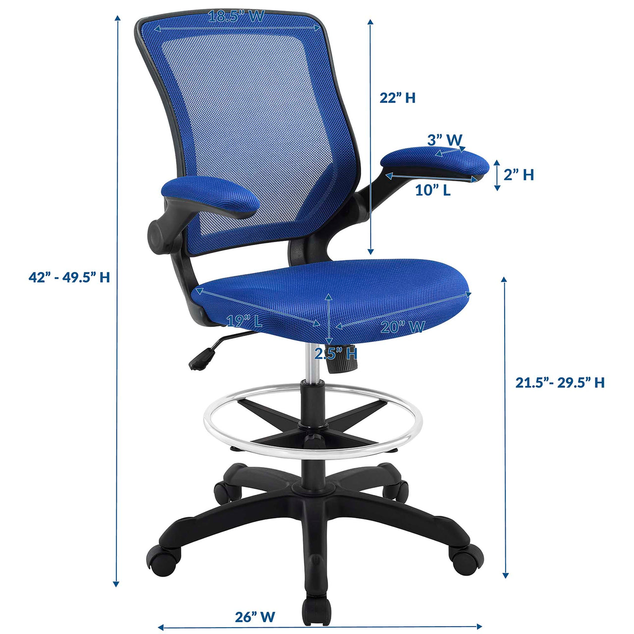 Veer Drafting Chair, Blue