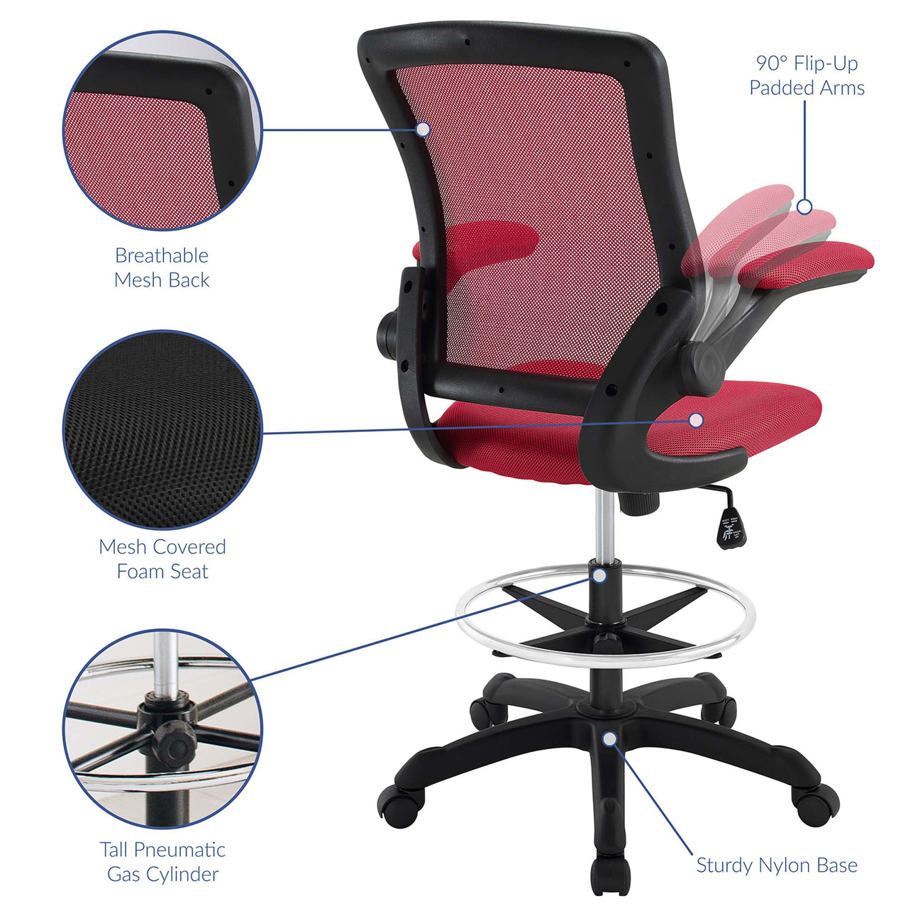 ErgoFlex Drafting Chair, Red