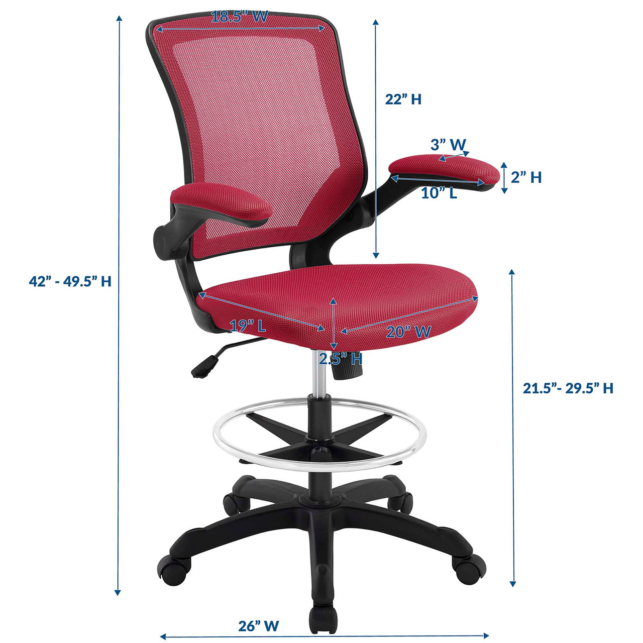 ErgoFlex Drafting Chair, Red