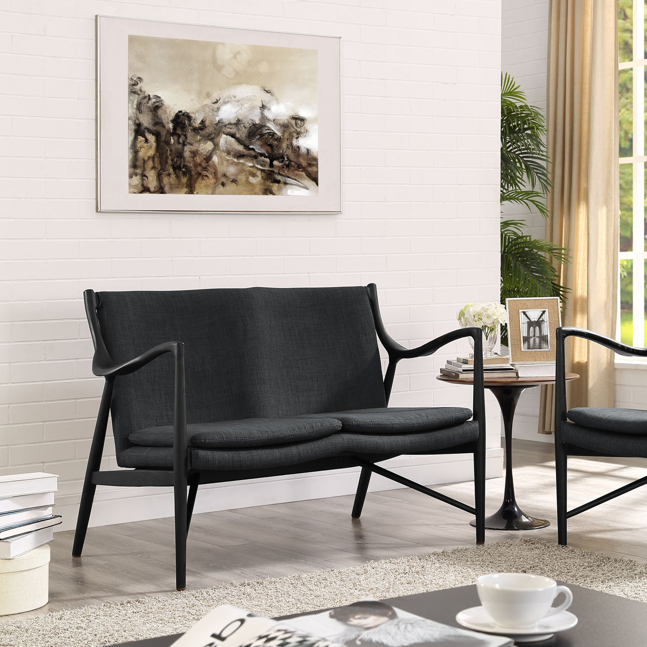 Duet Fabric Loveseat, Black & Gray
