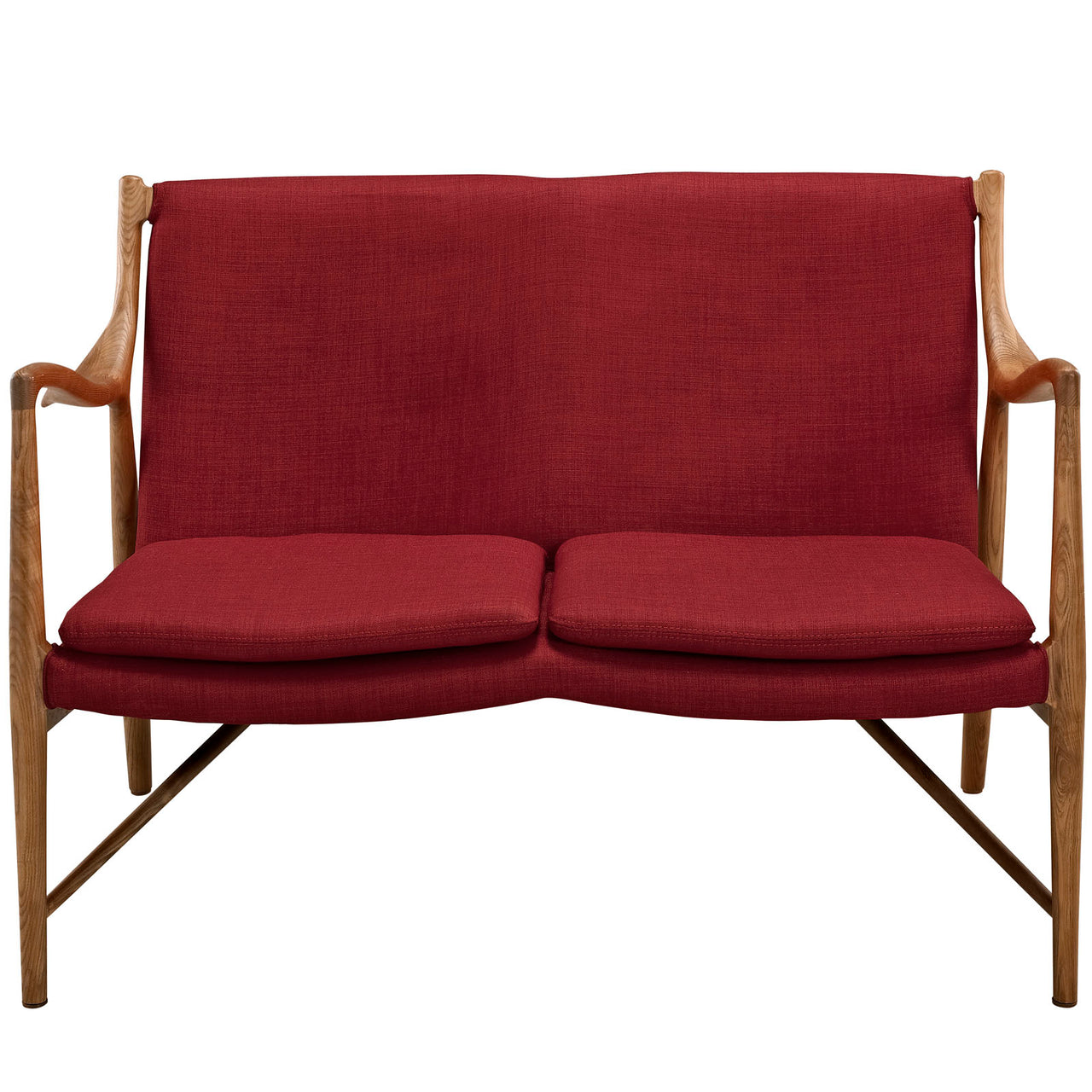 Makeshift Upholstered Fabric Loveseat, Maple & Red