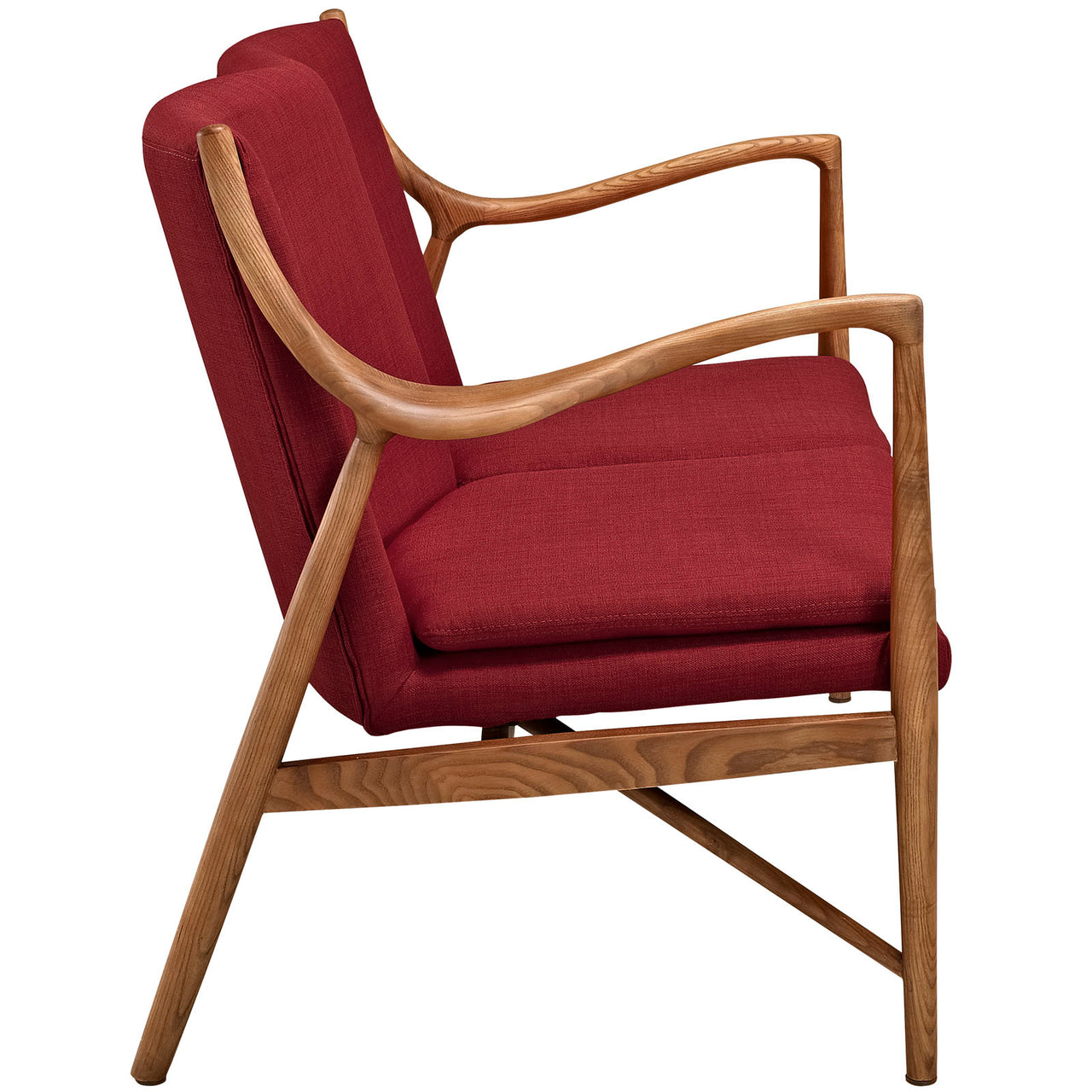 Makeshift Upholstered Fabric Loveseat, Maple & Red