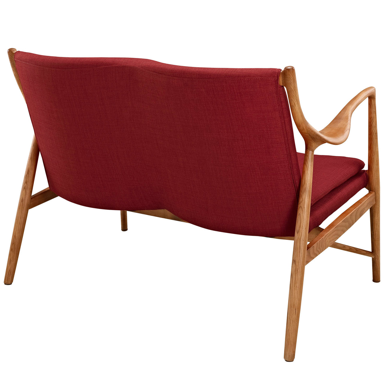 Makeshift Upholstered Fabric Loveseat, Maple & Red