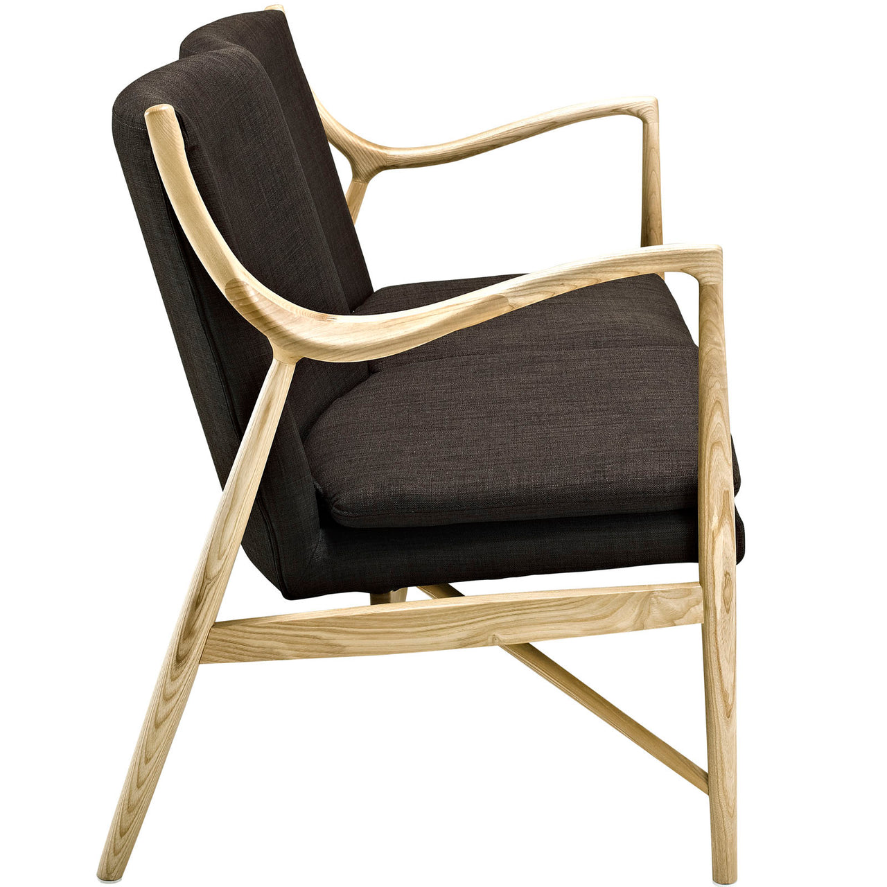 Duet Fabric Loveseat, Natural Wood & Brown