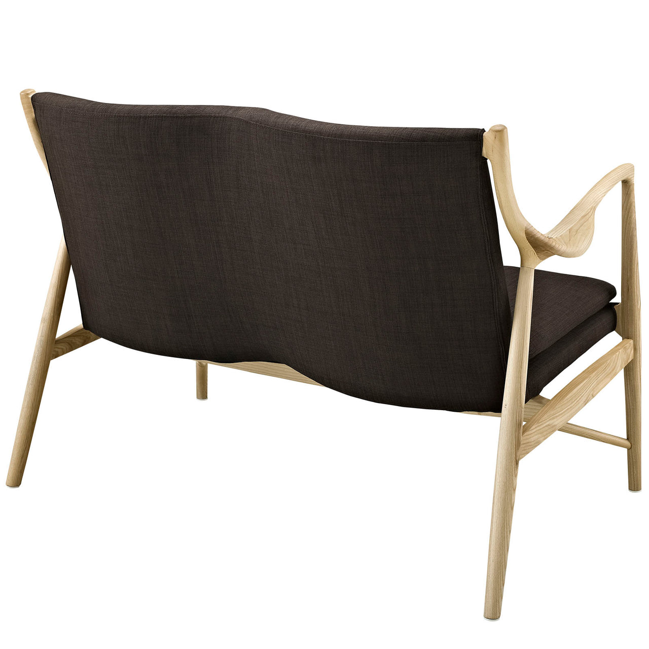 Duet Fabric Loveseat, Natural Wood & Brown