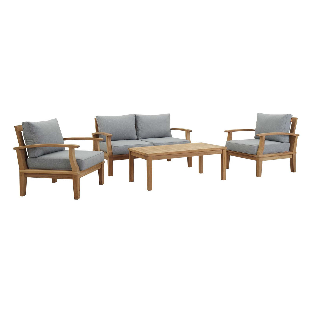 Shorehaven 4-Piece Alfresco Lounging Set, Natural Wood & Gray