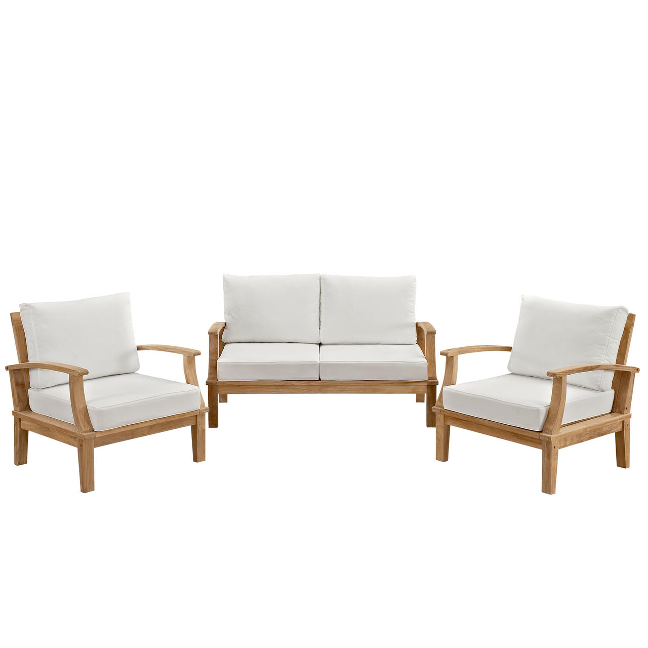 Shorehaven 3-Piece Alfresco Lounging Set, Natural Wood & White