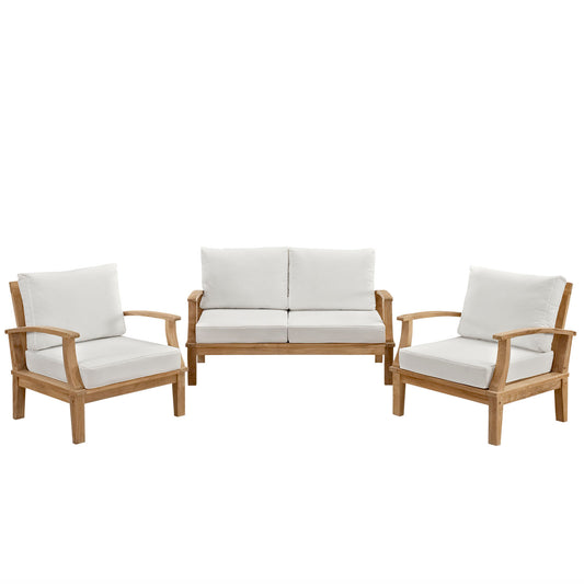 Shorehaven 3-Piece Alfresco Lounging Set, Natural Wood & White