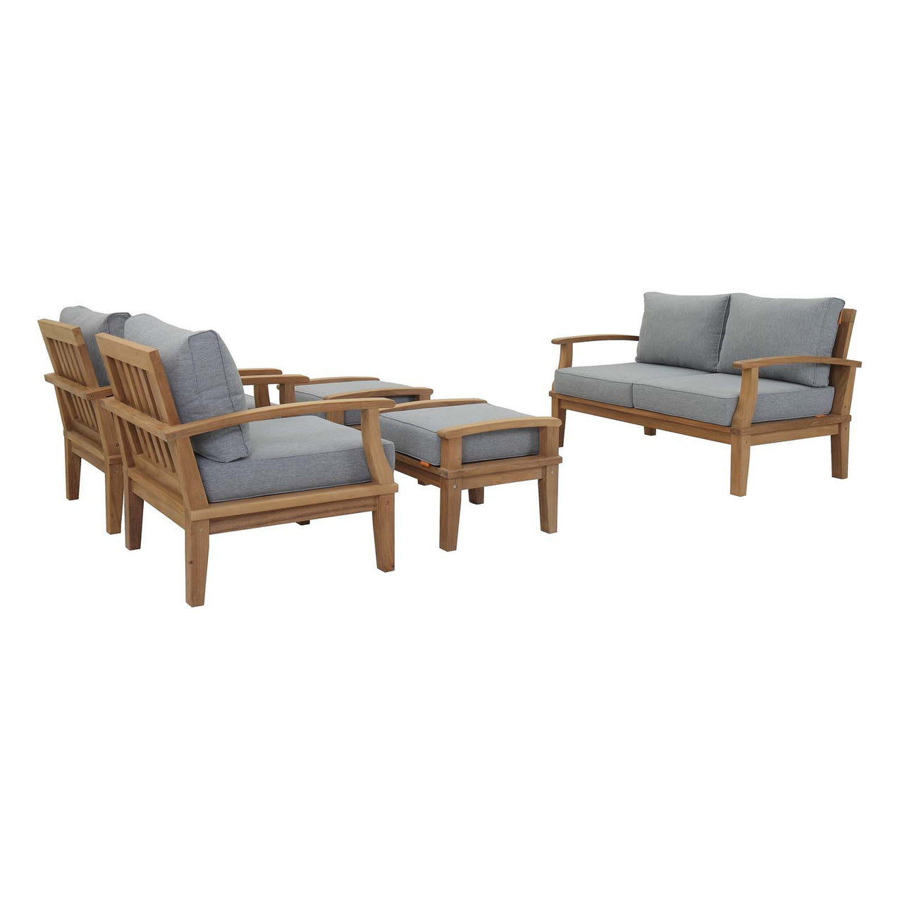 Shorehaven 5-Piece Alfresco Lounging Set, Natural Wood & Gray
