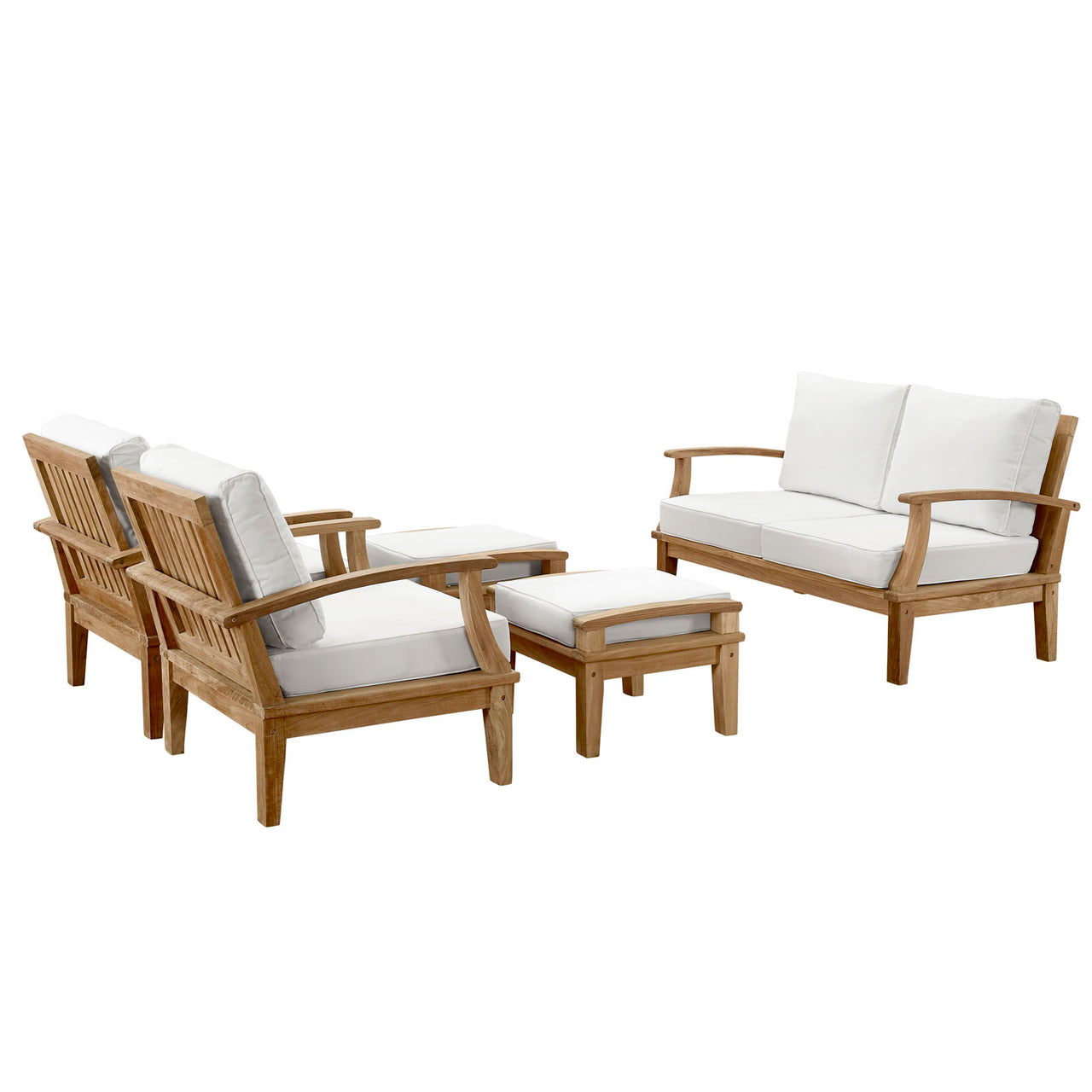 Shorehaven 5-Piece Alfresco Lounging Set, Natural Wood & White