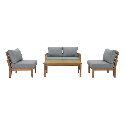 Shorehaven 5-Piece Alfresco Lounging Set, Natural Wood & Gray